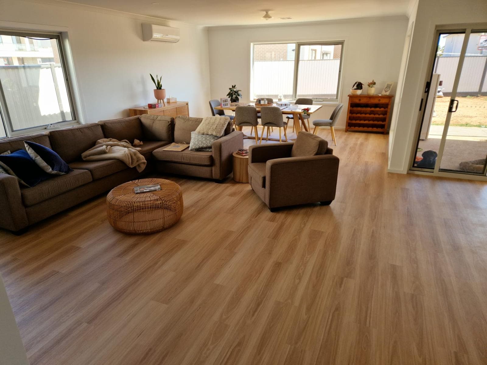 Luxury vinyl plank flooring installed in a Melbourne living room